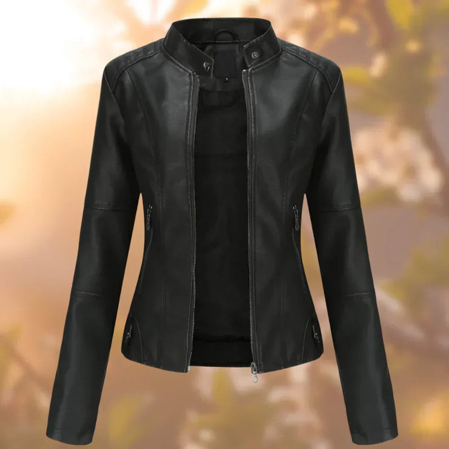 Larissa - Women's Slim-Fit Zip-Up Moto Jacket