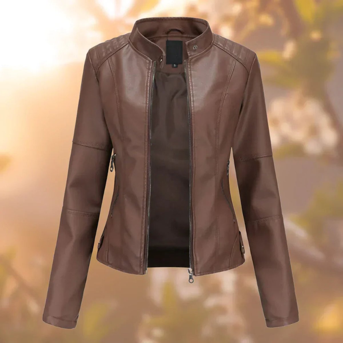 Larissa - Women's Slim-Fit Zip-Up Moto Jacket