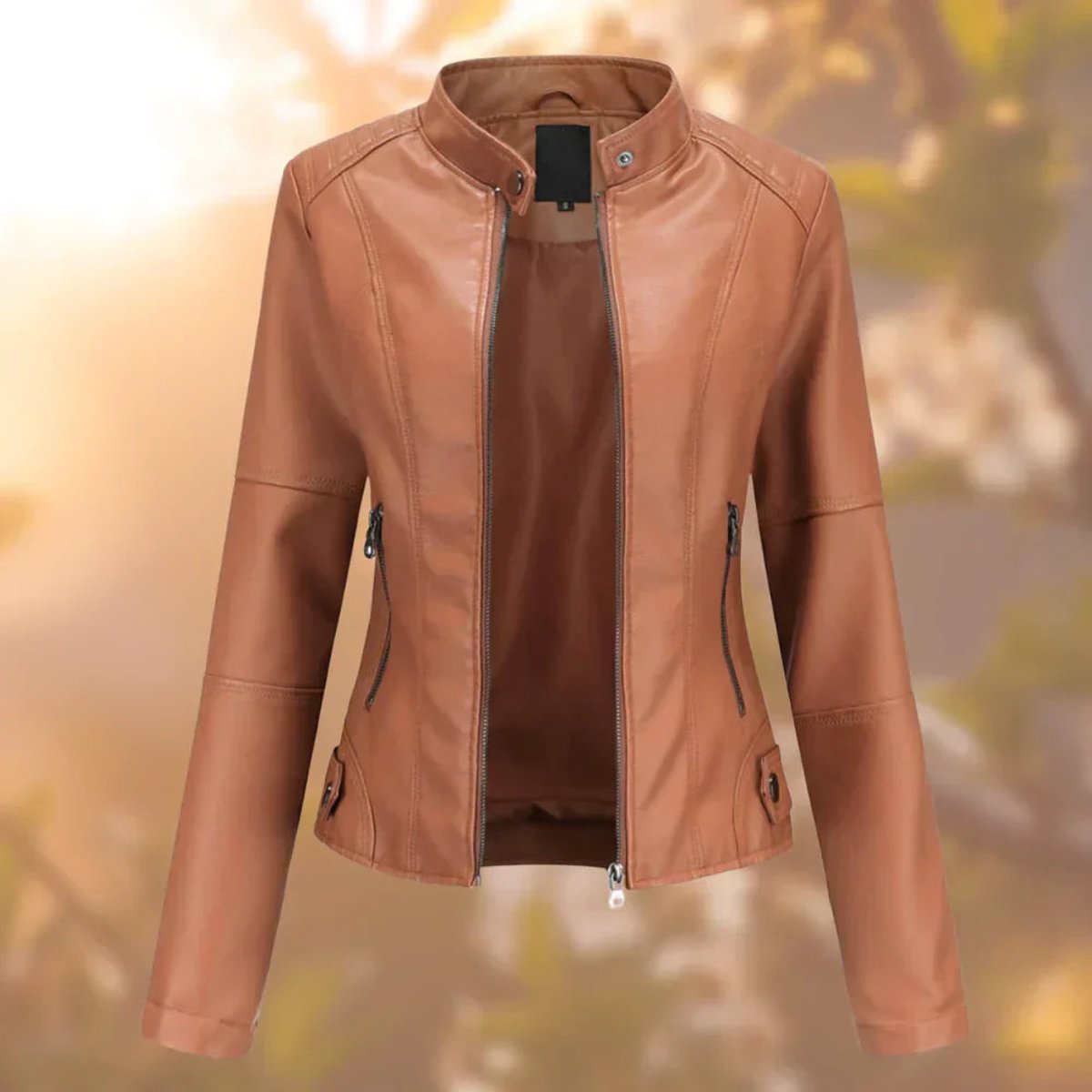 Larissa - Women's Slim-Fit Zip-Up Moto Jacket