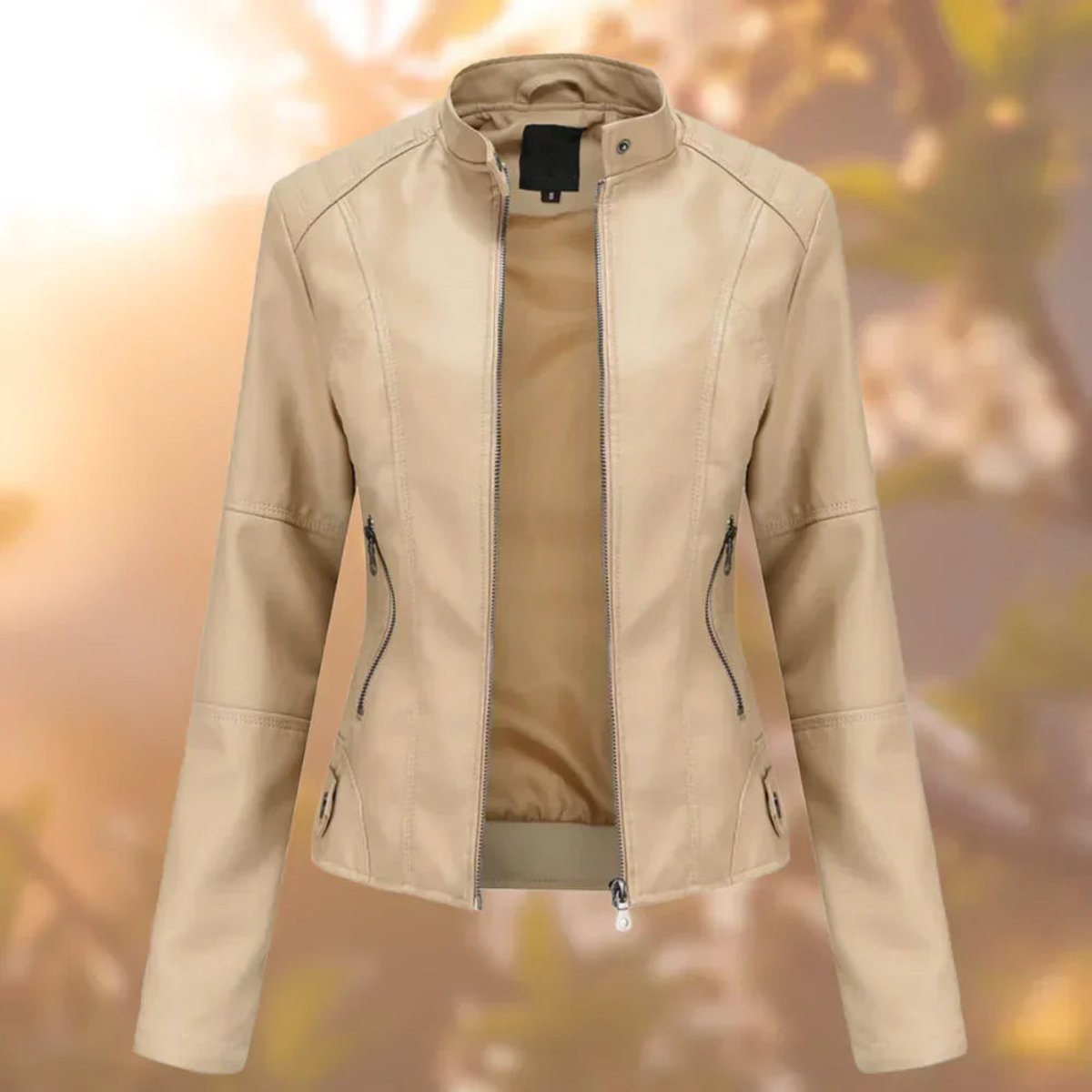 Larissa - Women's Slim-Fit Zip-Up Moto Jacket