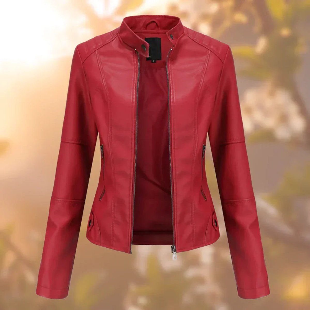 Larissa - Women's Slim-Fit Zip-Up Moto Jacket
