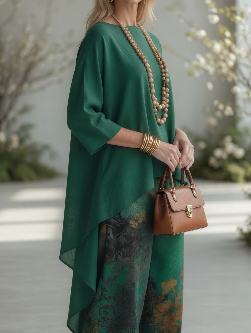 Joanne - Botanical Print Tunic Set