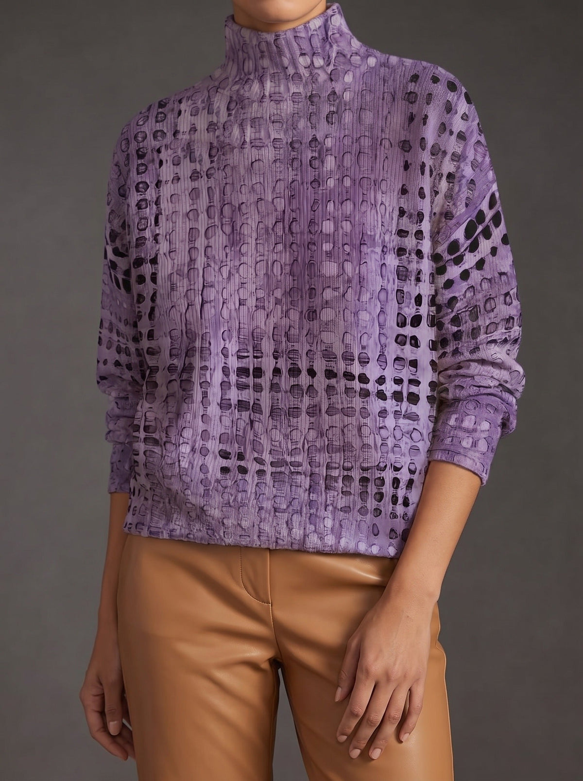 Ysolde - Lavender Lattice Turtleneck