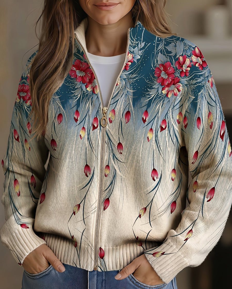 Zillah - Floral Peacock Feather Gradient Print
